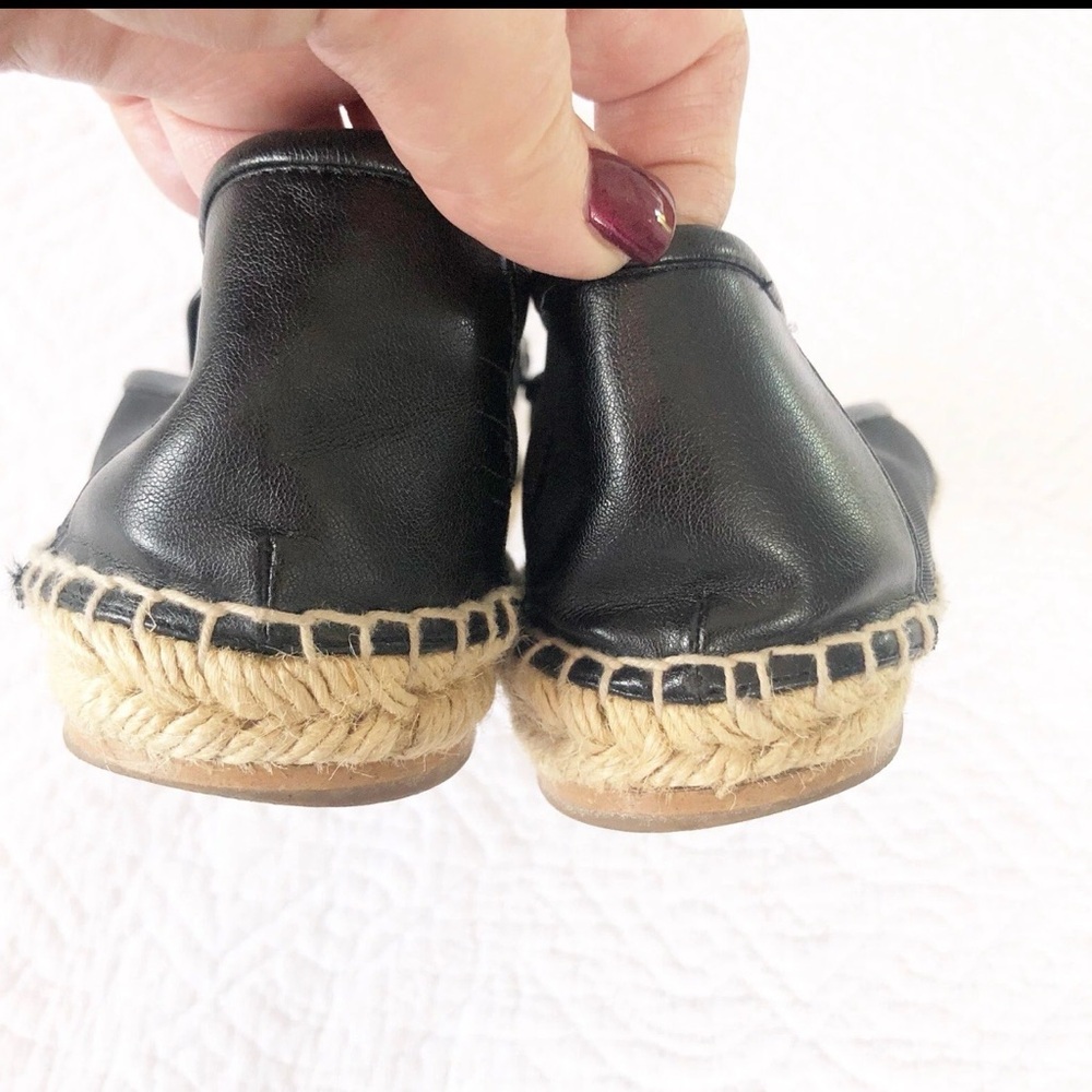 Stella McCartney Black Faux Leather and Mesh Sheer Panel Espadrilles - Picture 6 of 14